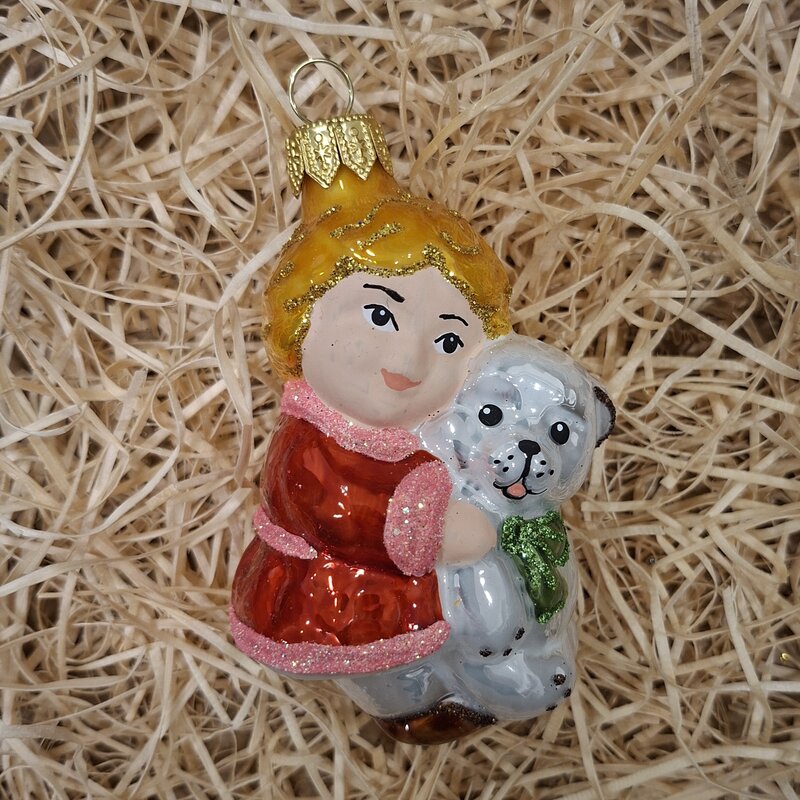DZIEWCZYNKA Z MISIEM Różowa - Szklane Cacka
